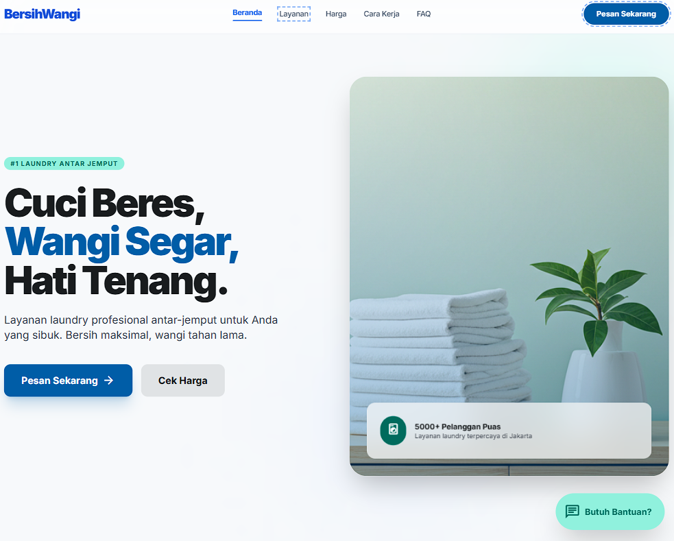 Website Laundry Antar-Jemput - Merrfh Digital